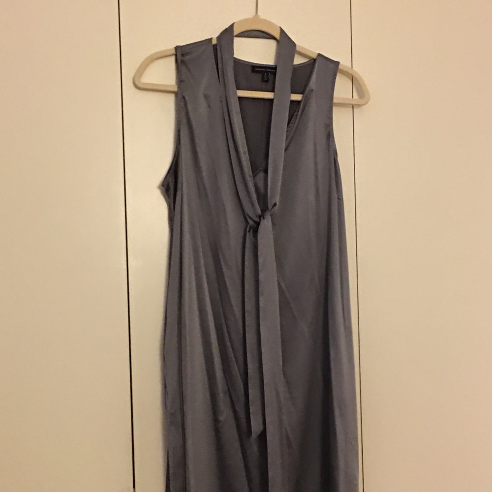 Universal Standard satin v neck dress with sash